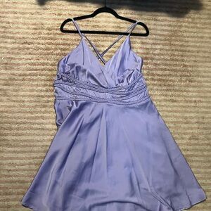 ARULA Lavender Satin V-Neck Mini Dress with Braided Waist